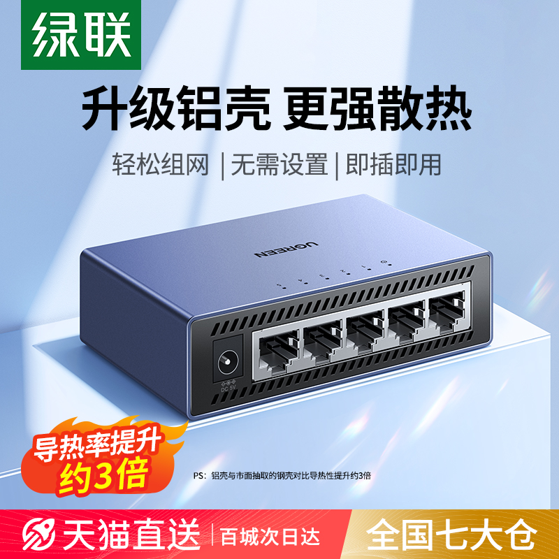 绿联交换机千兆5口8万兆2.5g网络分线器poe网线光猫路由